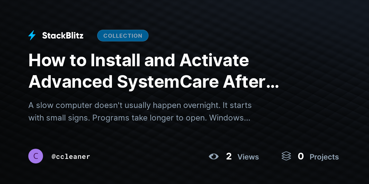 How to Install and Activate Advanced SystemCare After Purchase by ccleaner