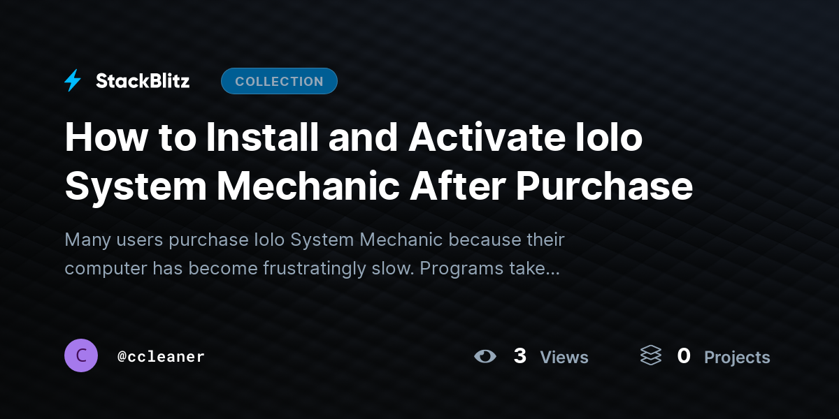 How to Install and Activate Iolo System Mechanic After Purchase by ccleaner