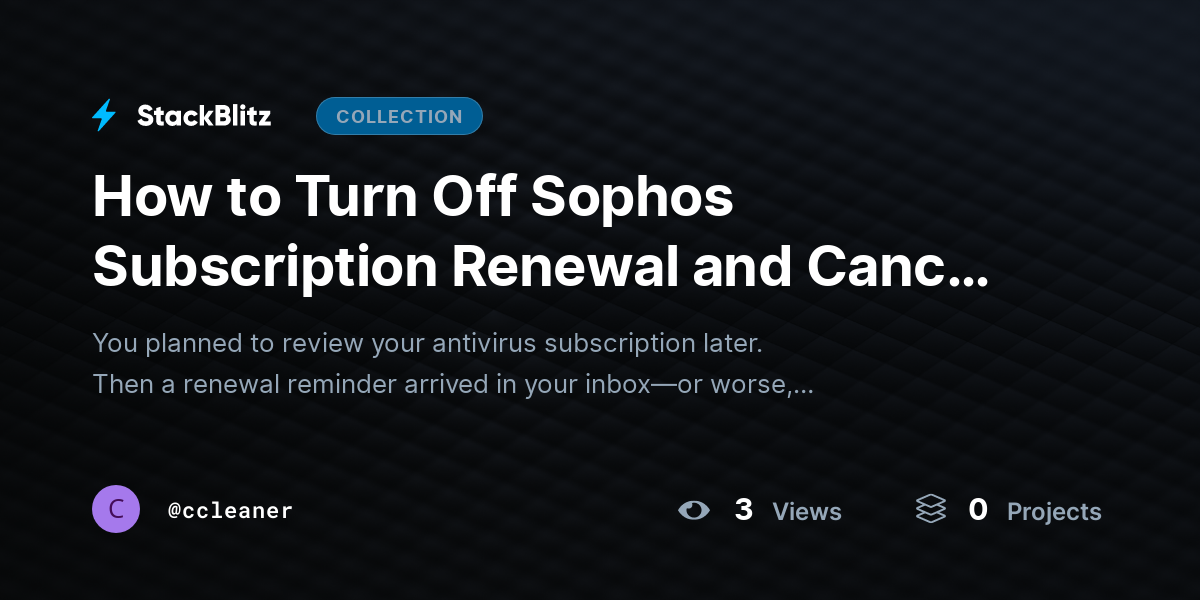 How to Turn Off Sophos Subscription Renewal and Cancel It ~Guide by ccleaner