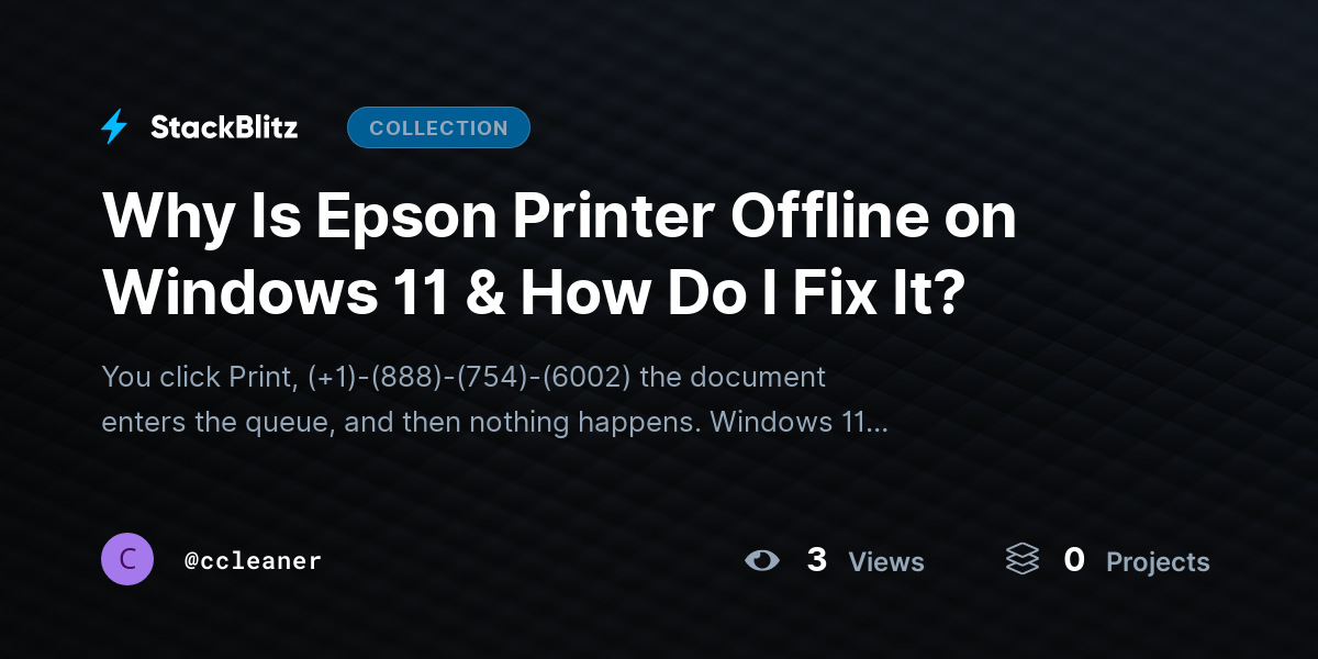 Why Is Epson Printer Offline on Windows 11 & How Do I Fix It? by ccleaner