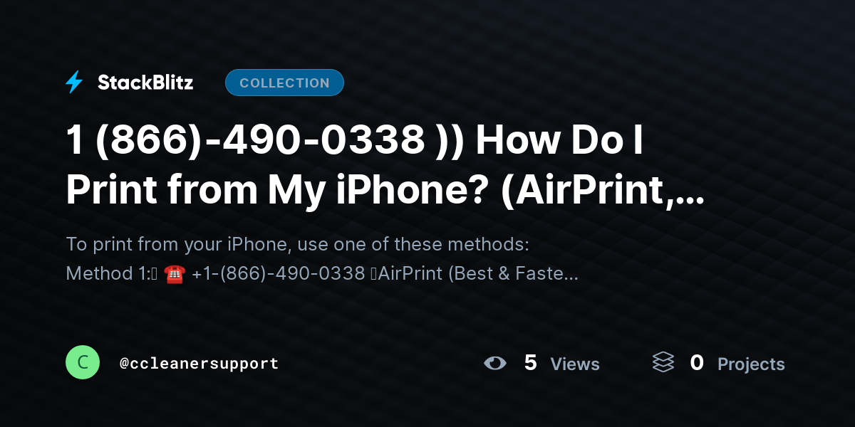 1 (866)-490-0338 )) How Do I Print from My iPhone? (AirPrint, App-Based & Advanced Printing Explained) by ccleanersupport
