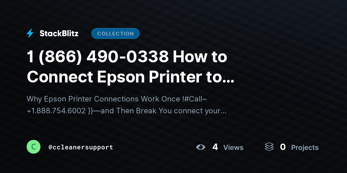 1 (866) 490-0338 How to Connect Epson Printer to Computer (End-to-End Setup Blueprint + Stability Guide) by ccleanersupport