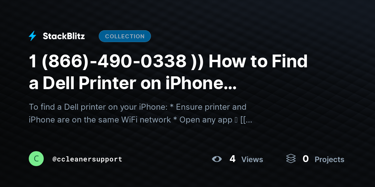 1 (866)-490-0338 )) How to Find a Dell Printer on iPhone (Complete AirPrint & Network Discovery Guide) by ccleanersupport