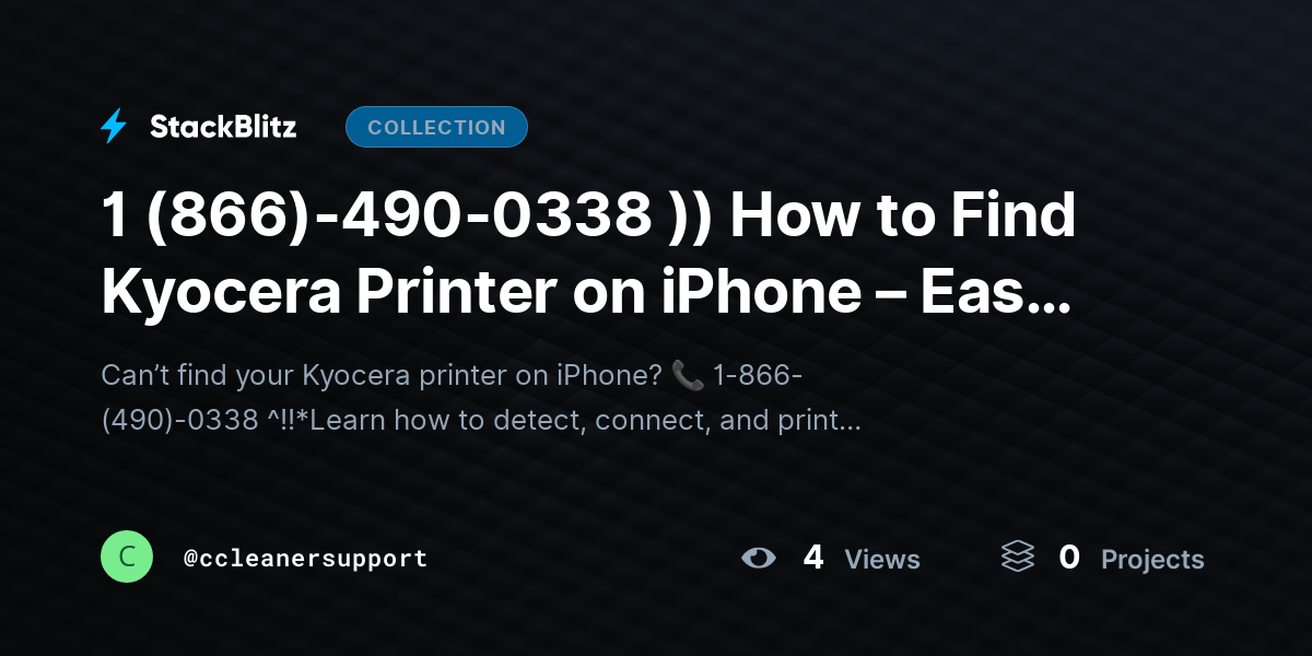 1 (866)-490-0338 )) How to Find Kyocera Printer on iPhone – Easy AirPrint & Network Setup Guide by ccleanersupport