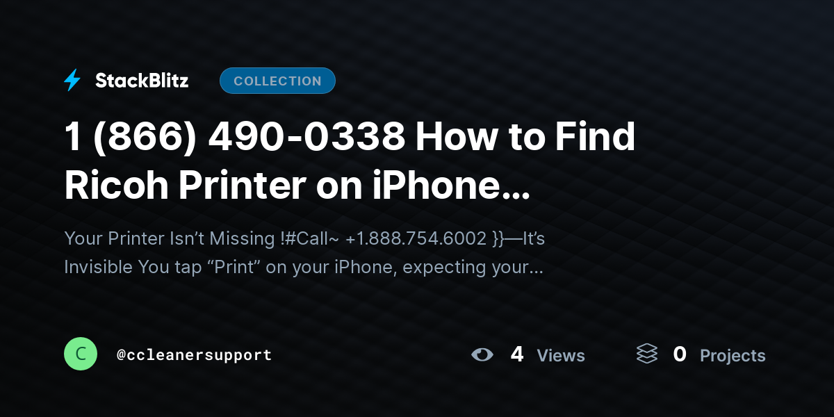 1 (866) 490-0338 How to Find Ricoh Printer on iPhone (Complete AirPrint & Network Discovery Guide) by ccleanersupport