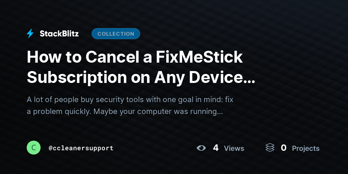 How to Cancel a FixMeStick Subscription on Any Device (2026-27 Guide) by ccleanersupport