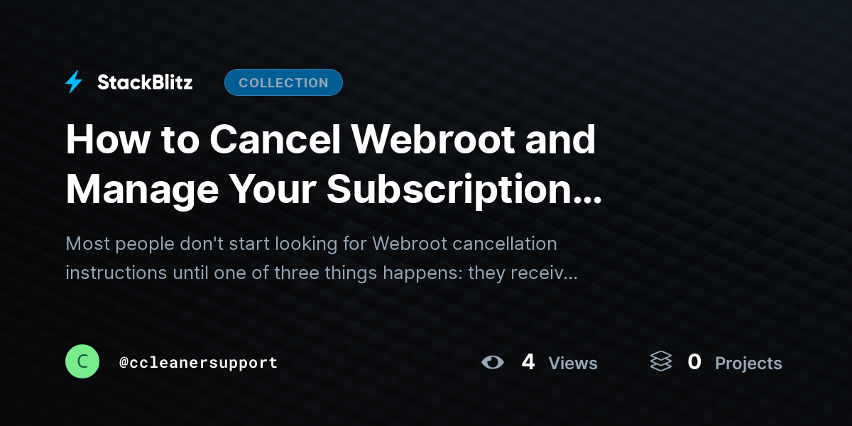 How to Cancel Webroot and Manage Your Subscription Settings by ccleanersupport