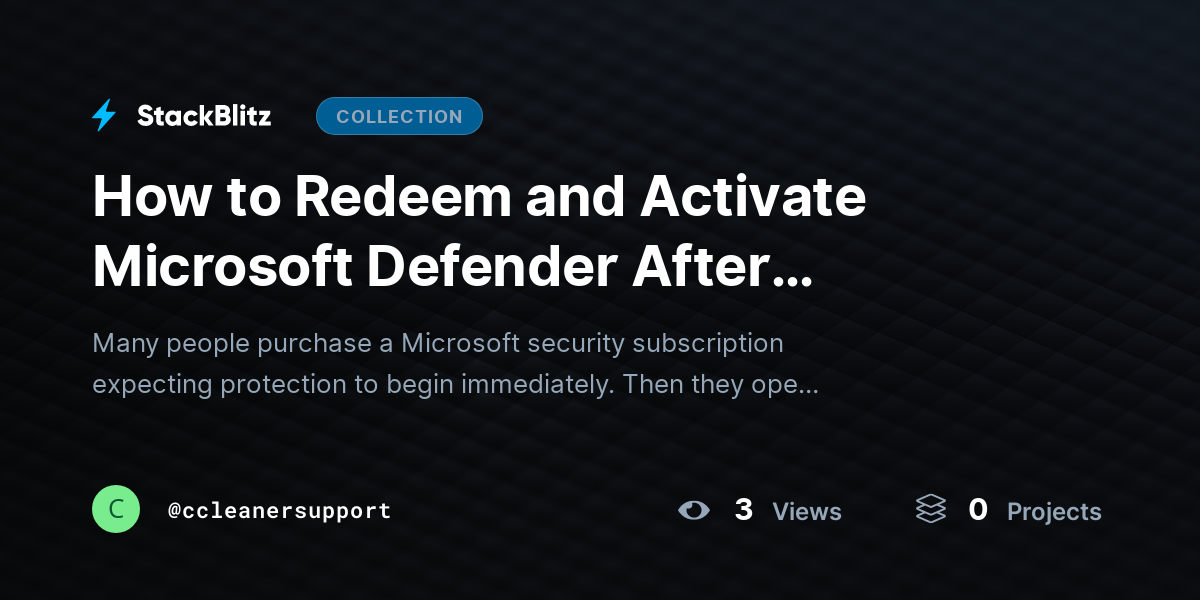 How to Redeem and Activate Microsoft Defender After Purchase by ccleanersupport