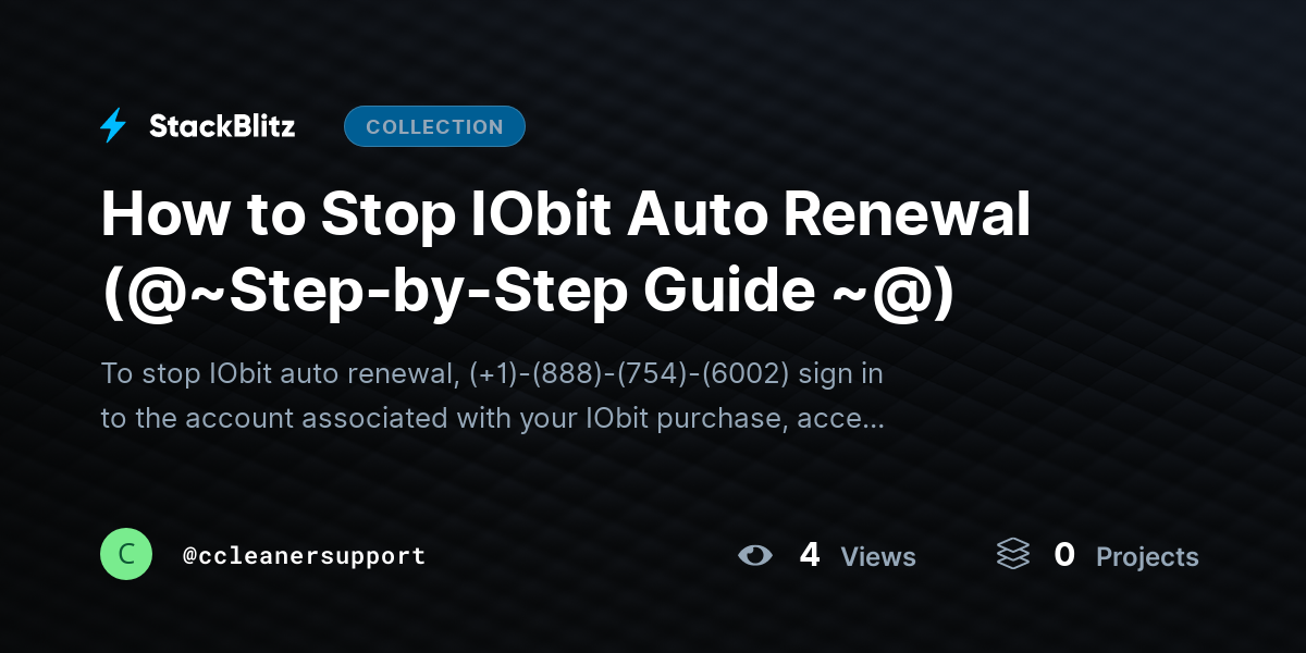 How to Stop IObit Auto Renewal (@~Step-by-Step Guide ~@) by ccleanersupport