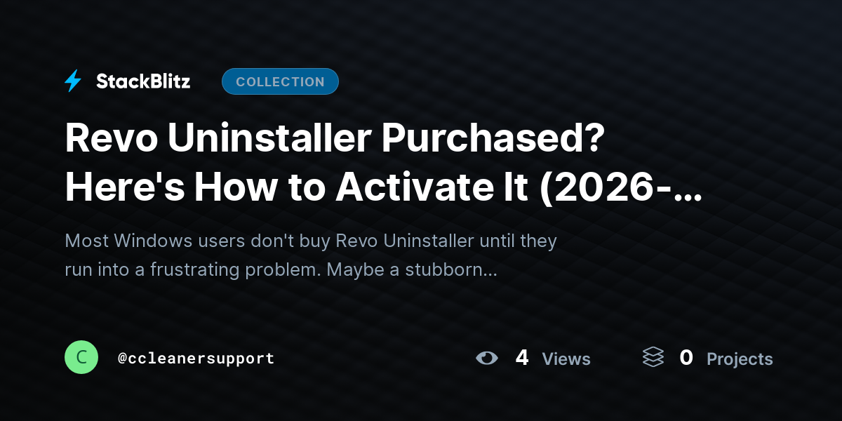 Revo Uninstaller Purchased? Here's How to Activate It (2026-27 Guide) by ccleanersupport
