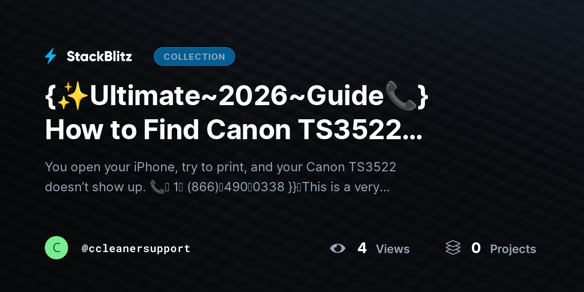 {✨Ultimate~2026~Guide📞} How to Find Canon TS3522 Printer on iPhone (2026 Complete Setup Guide) by ccleanersupport