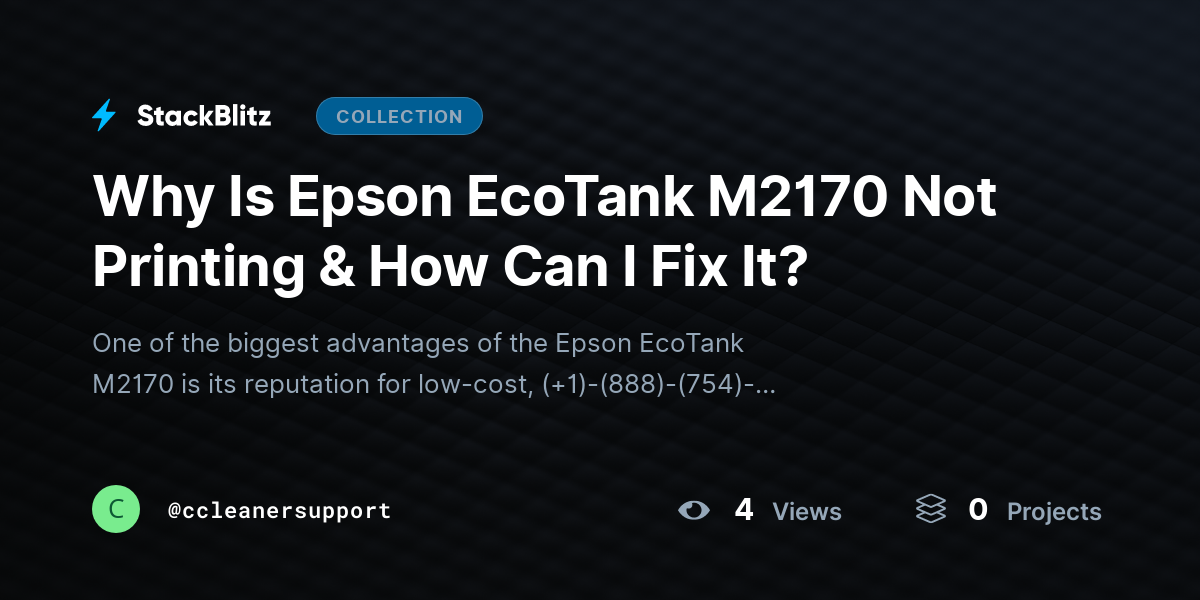 Why Is Epson EcoTank M2170 Not Printing & How Can I Fix It? by ccleanersupport