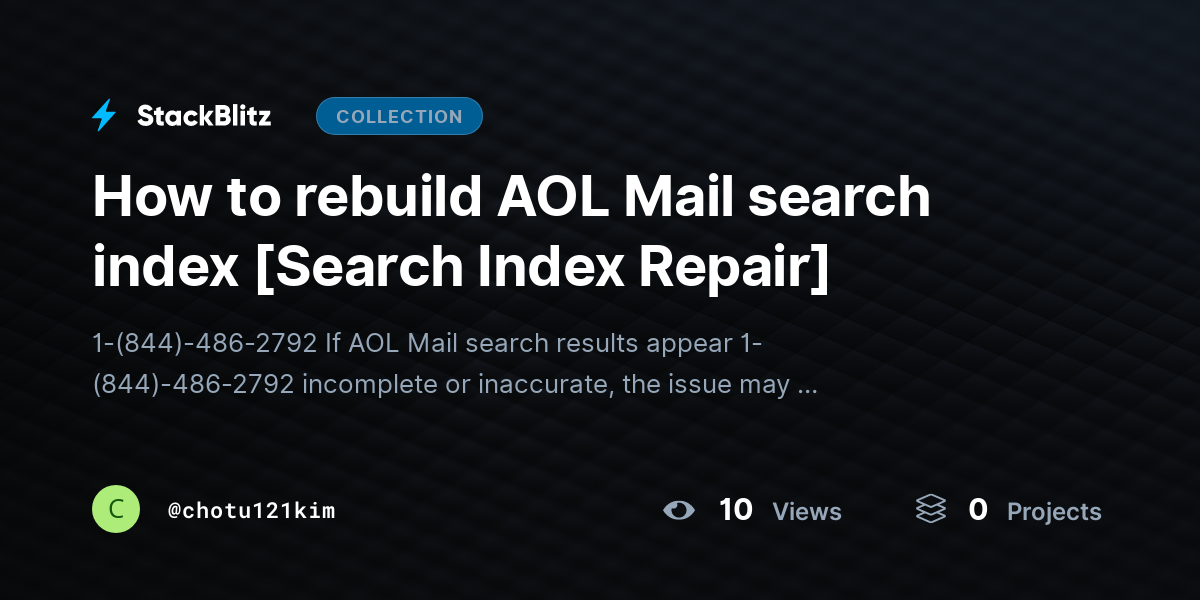 How to rebuild AOL Mail search index [Search Index Repair] by chotu121kim