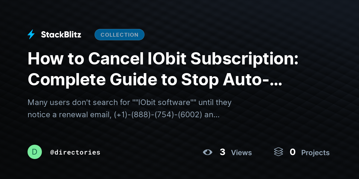 How to Cancel IObit Subscription: Complete Guide to Stop Auto-Renewal, End Membership, and Manage @~ by directories