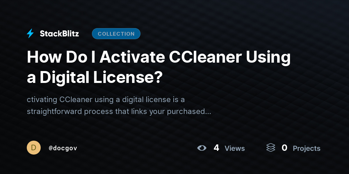 How Do I Activate CCleaner Using a Digital License? by docgov