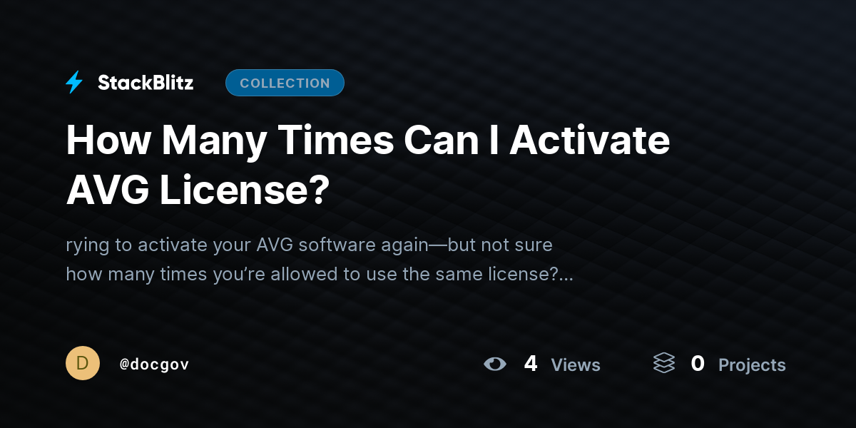 How Many Times Can I Activate AVG License? by docgov