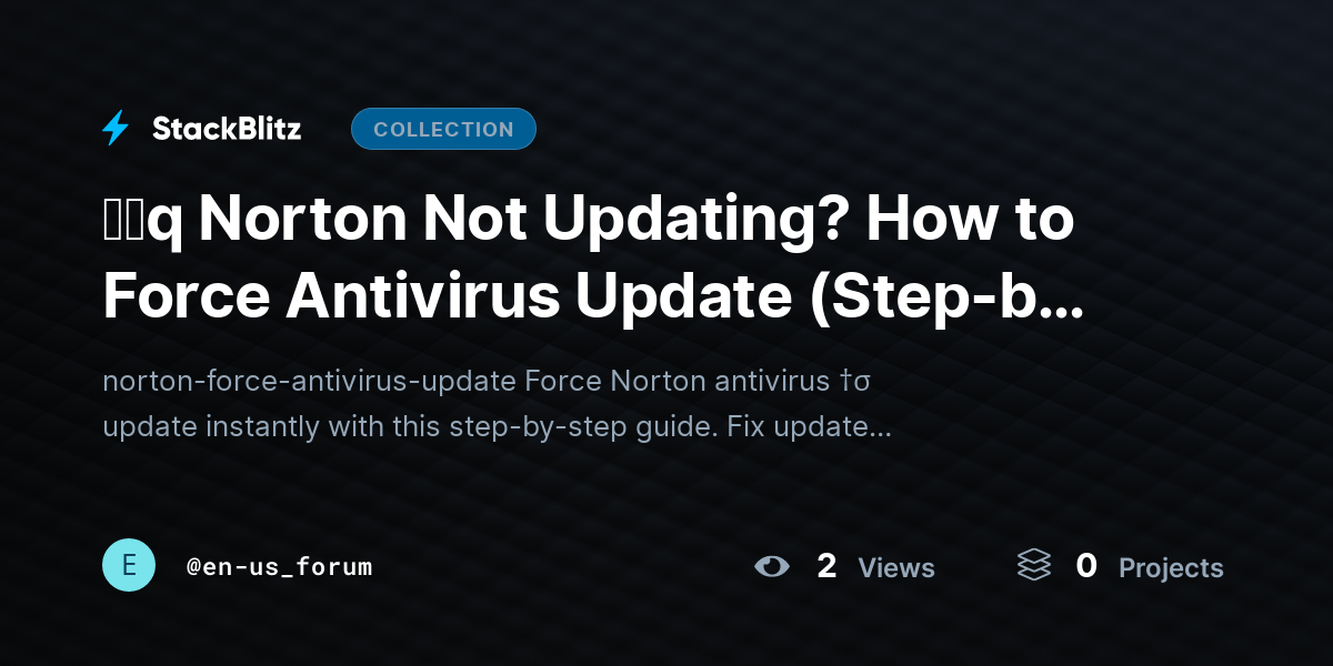 ᶠᵃq Norton Not Updating? How to Force Antivirus Update (Step-by-Step Fix Guide) by en-us_forum