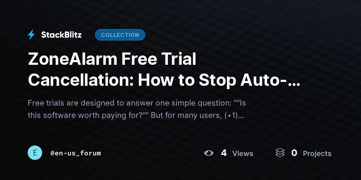 ZoneAlarm Free Trial Cancellation: How to Stop Auto-Renewal Before You're Charged and What Happens@~ by en-us_forum