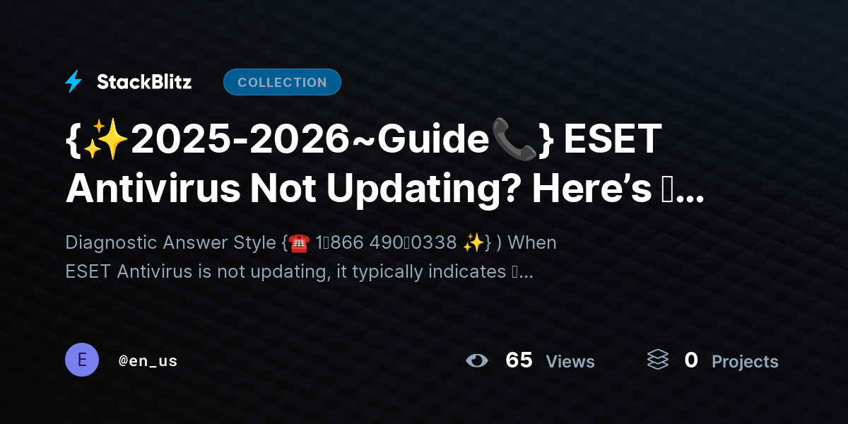{✨2025-2026~Guide📞} ESET Antivirus Not Updating? Here’s 𝘵𝘩𝘦 Complete Fix Guide ｔｏ Restore Protection Fast (2026) by en_us