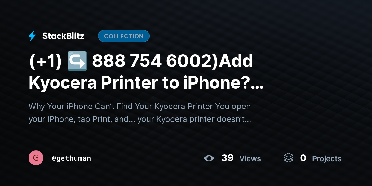 (+1) ↪ 888 754 6002)Add Kyocera Printer to iPhone? AirPrint Setup Guide by gethuman