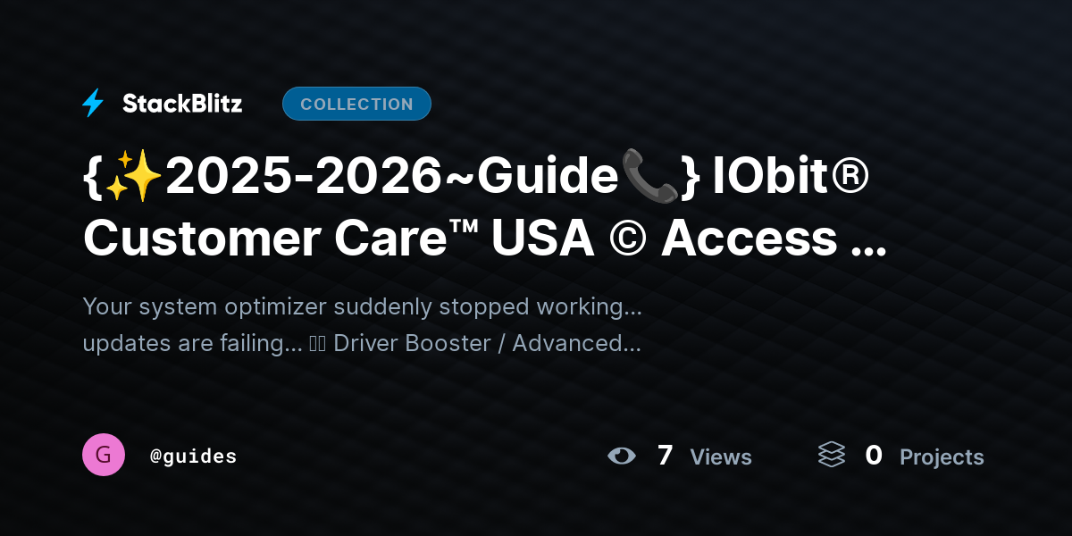 {✨2025-2026~Guide📞} IObit® Customer Care™ USA © Access – Full Support Guide® Updated 2026 by guides