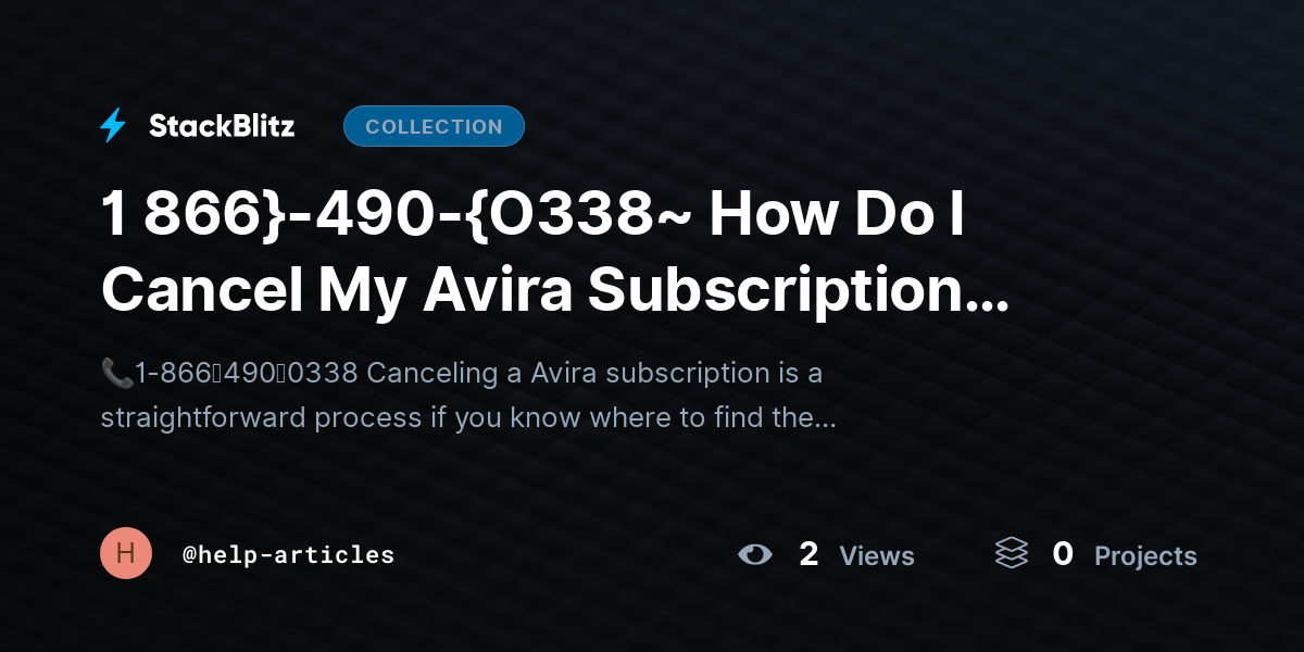 1 866}-490-{O338~ How Do I Cancel My Avira Subscription Quickly and Safely by help-articles