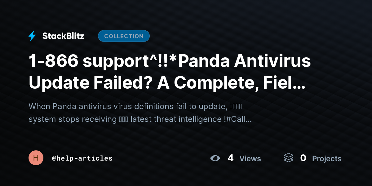 1-866 support^!!*Panda Antivirus Update Failed? A Complete, Field-Tested Guide ｔｏ Restore Virus Definitions Instantly by help-articles
