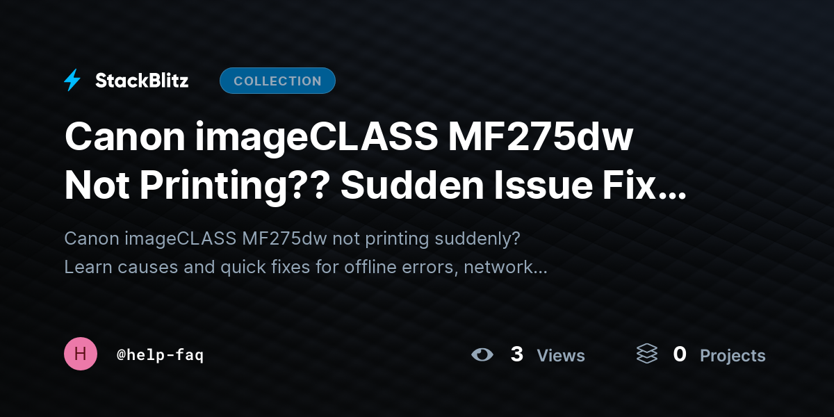 Canon imageCLASS MF275dw Not Printing??  Sudden Issue Fix Guide (2026) by help-faq