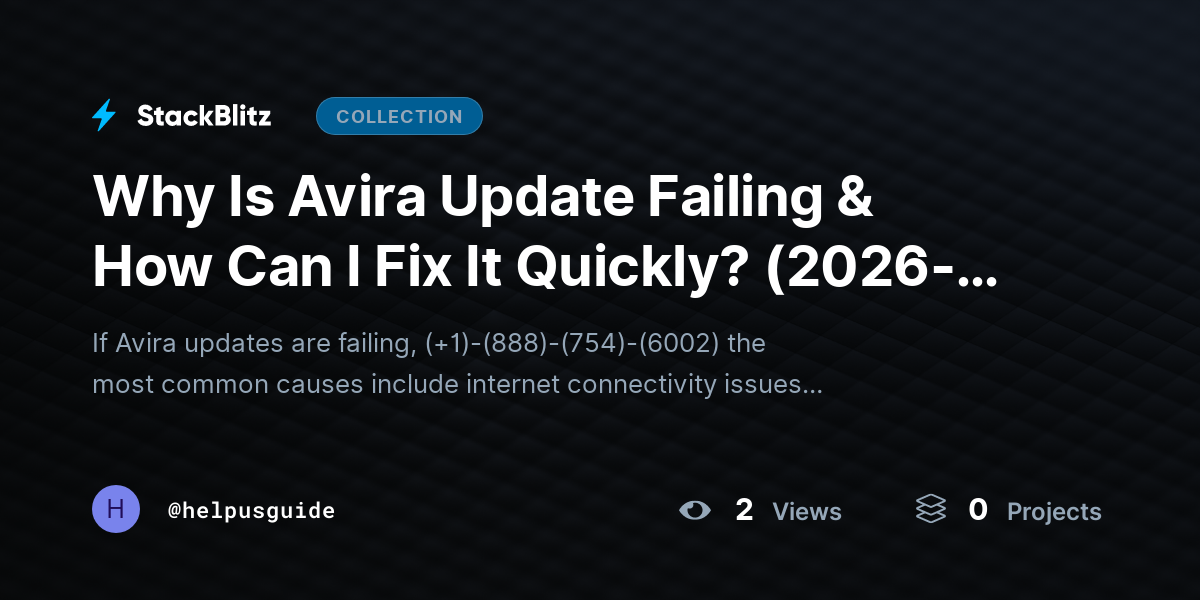 Why Is Avira Update Failing & How Can I Fix It Quickly? (2026-27 Guide) by helpusguide