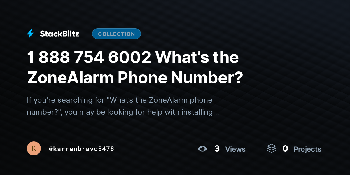 1 888 754 6002 What’s the ZoneAlarm Phone Number? by karrenbravo5478