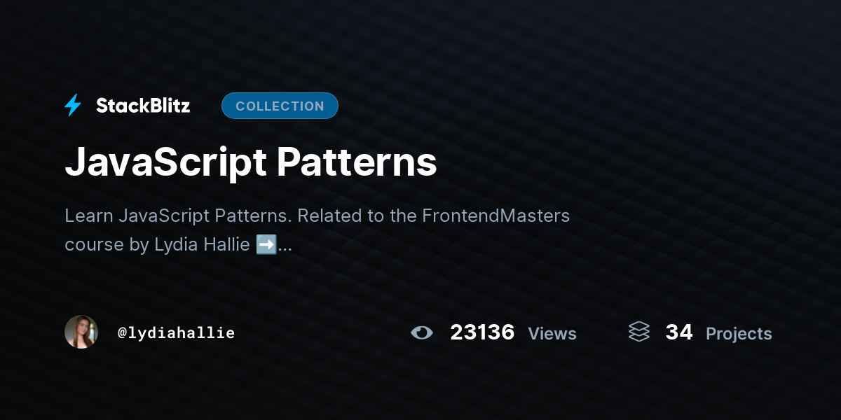 JavaScript Patterns By Lydiahallie StackBlitz   876b7a0fe57c7a499a273affeca550e6