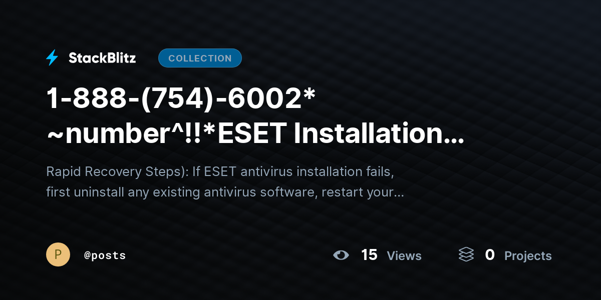 1-888-(754)-6002* ~number^!!*ESET Installation Failed? Fix Errors & Complete Setup Smoothly by posts
