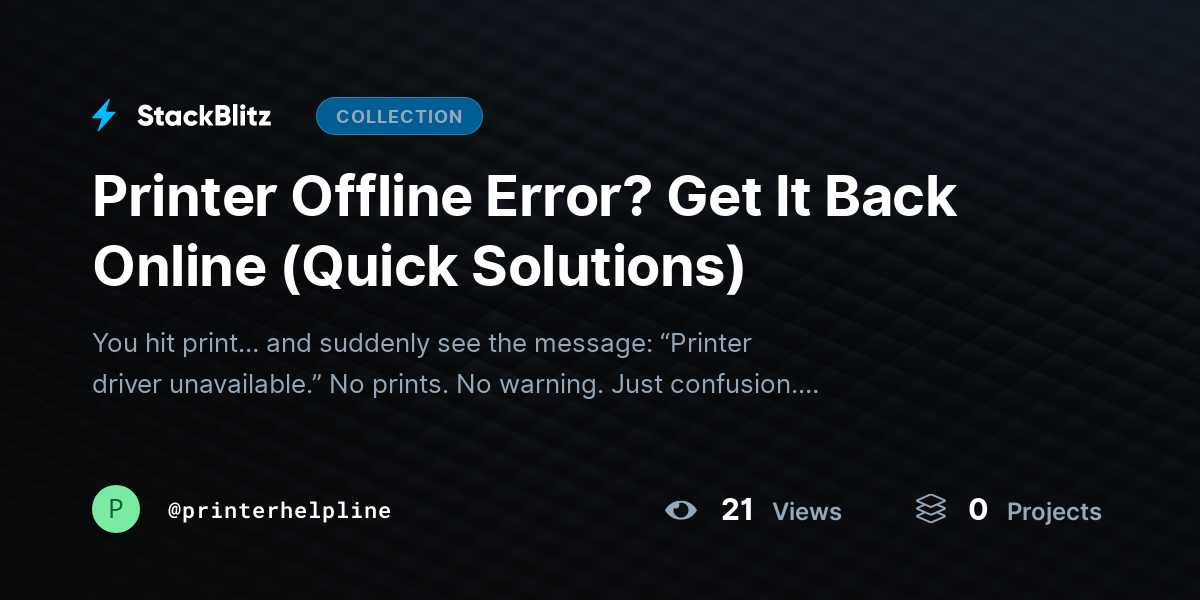 Printer Offline Error? Get It Back Online (Quick Solutions) by printerhelpline