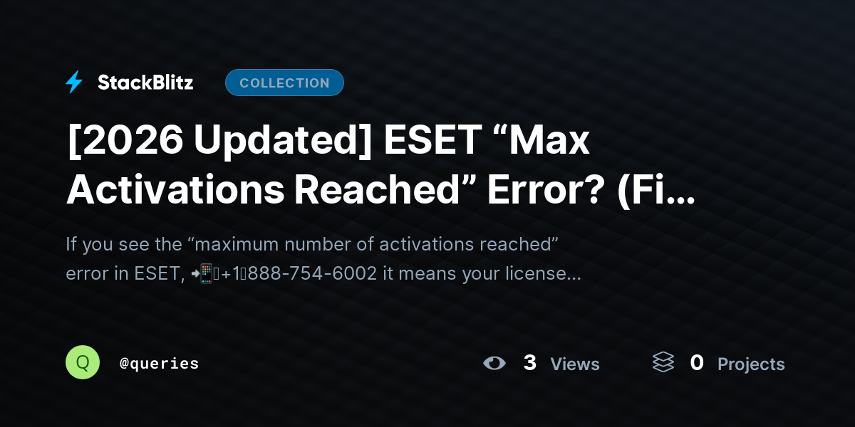 [2026 Updated] ESET “Max Activations Reached” Error? (Fix Guide) by queries