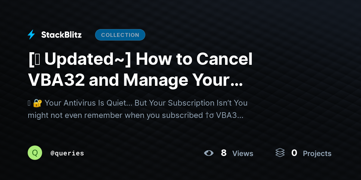 [⛧ Updated~] How to Cancel VBA32 and Manage Your Subscription Settings (2026 Complete Walkthrough) by queries