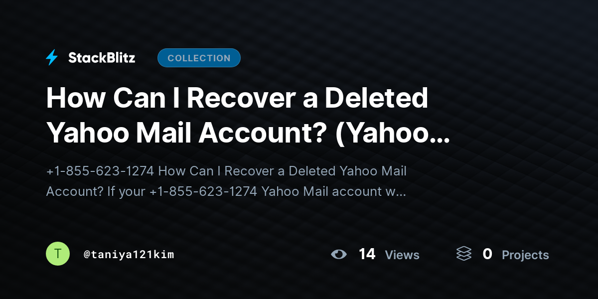 How Can I Recover a Deleted Yahoo Mail Account? (Yahoo Deleted) by taniya121kim