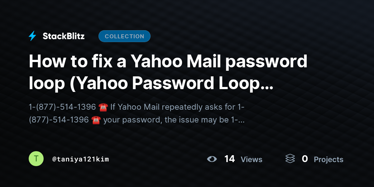 How to fix a Yahoo Mail password loop (Yahoo Password Loop Solution) by taniya121kim