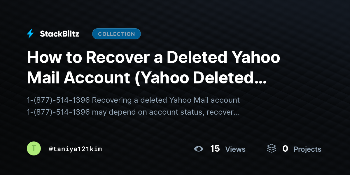 How to Recover a Deleted Yahoo Mail Account (Yahoo Deleted Account Recovery) by taniya121kim