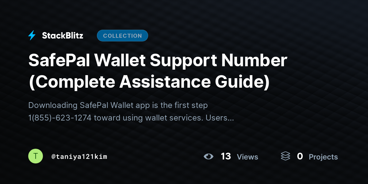 SafePal Wallet Support Number (Complete Assistance Guide) by taniya121kim