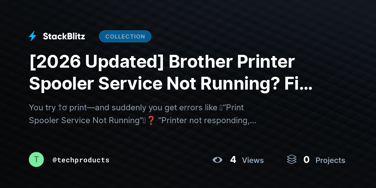 [2026 Updated] Brother Printer Spooler Service Not Running? Fix It Fast (Complete Troubleshooting Guide) by techproducts