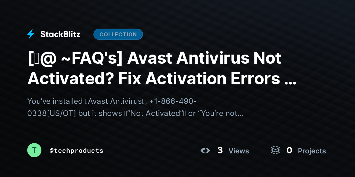 [♜@ ~FAQ's] Avast Antivirus Not Activated? Fix Activation Errors & Restore Protection Fast by techproducts