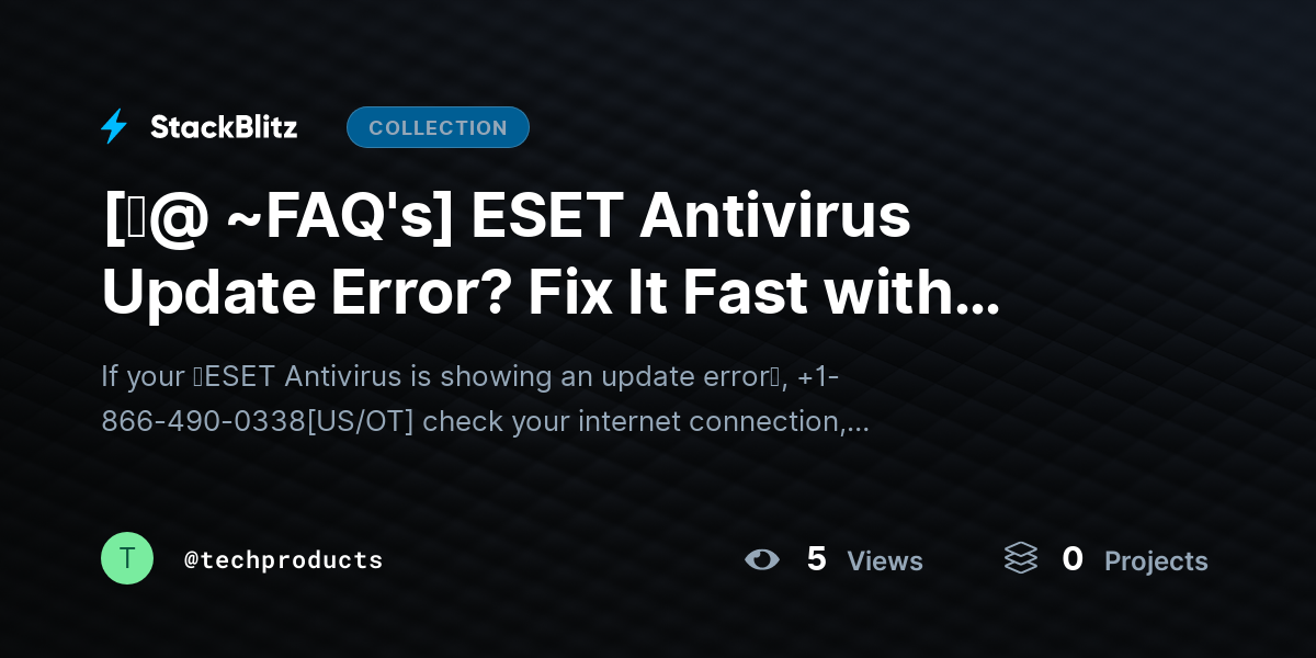 [♜@ ~FAQ's] ESET Antivirus Update Error? Fix It Fast with Proven Solutions (2026 Guide) by techproducts