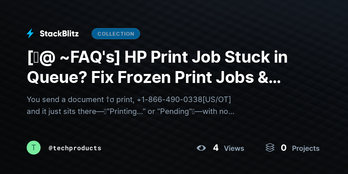 [♜@ ~FAQ's] HP Print Job Stuck in Queue? Fix Frozen Print Jobs & Clear Queue Instantly by techproducts