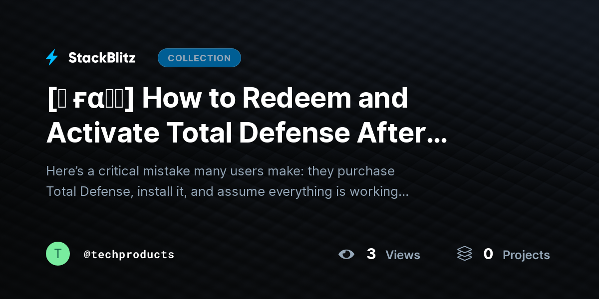 [♜ ғα𝐐𝐒] How to Redeem and Activate Total Defense After Purchase (Complete 2026 Guide) by techproducts