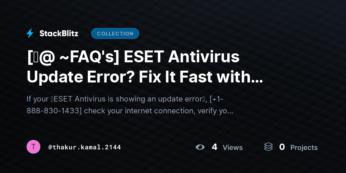 [♜@ ~FAQ's] ESET Antivirus Update Error? Fix It Fast with Proven Solutions (2026 Guide) by thakur.kamal.2144