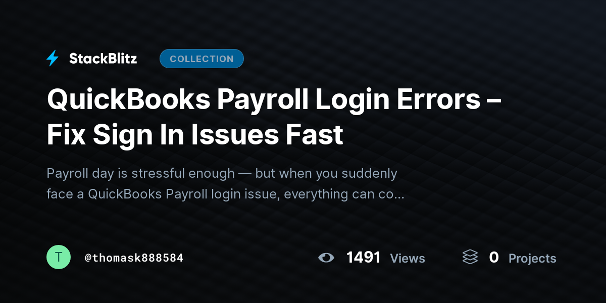 QuickBooks Payroll Login Errors – Fix Sign In Issues Fast by thomask888584