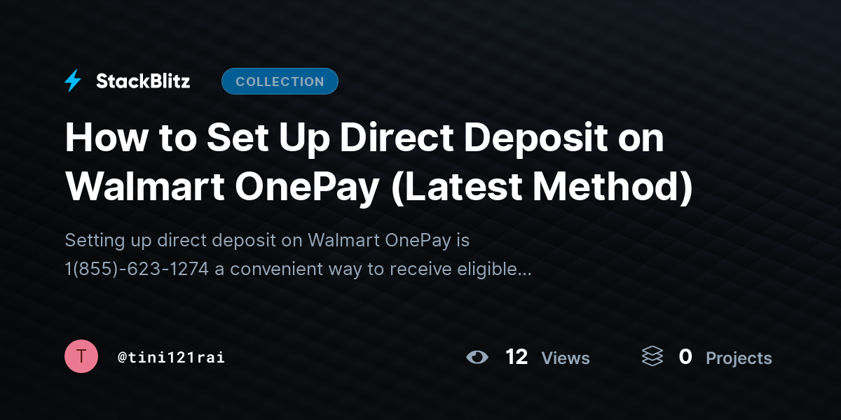 How to Set Up Direct Deposit on Walmart OnePay (Latest Method) by tini121rai