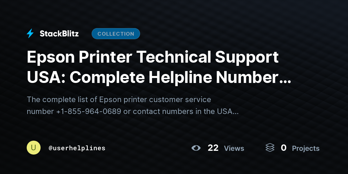 Epson Printer Technical Support USA: Complete Helpline Numbers & Quick Reference Guide by userhelplines