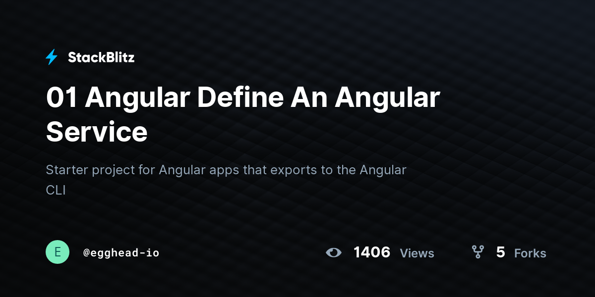 01 Angular Define An Angular Service - StackBlitz