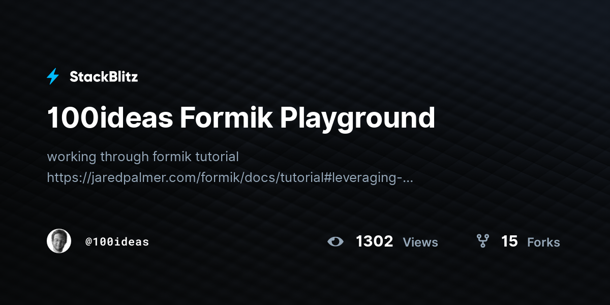 100ideas Formik Playground - StackBlitz